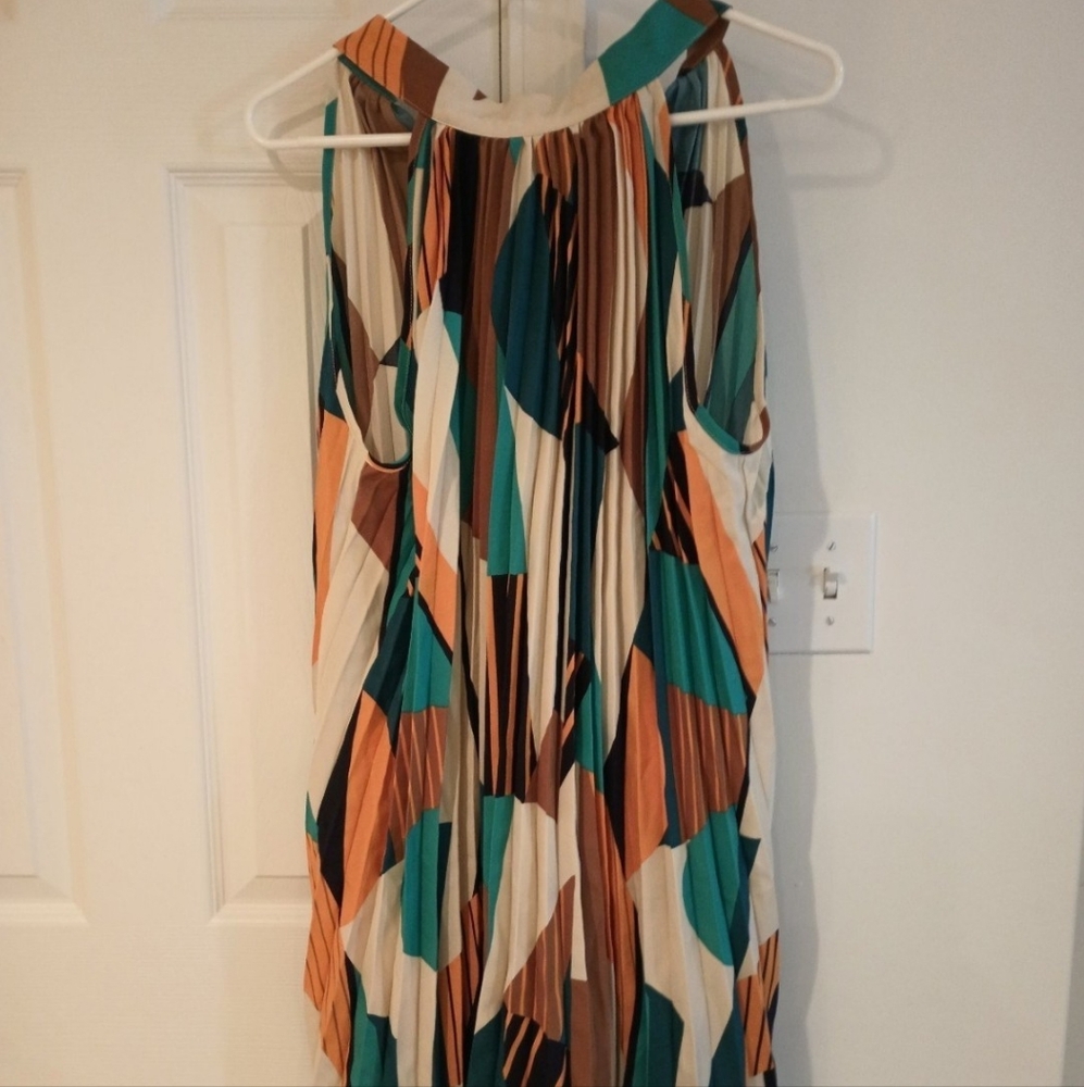 SHENHE Women's Pleated Graphic Print Halter Tie Back Sleeveless Boho $34 Amazon